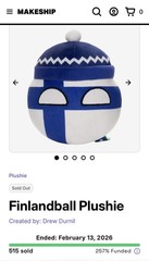 Makeship Drew Durnil – FinlandBall – 🇫🇮 Finland Plushie Limited Ed. 1/515 NEW