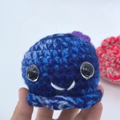 3 Handmade Crochet Octopus Amigurumi Plush Trio Purple Blue Red Small Desk Pets