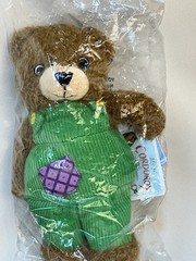 New Corduroy Plush Teddy Bear Stuffed Toy Animal Green Overalls 10 Inch