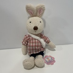 Jiaru Bunny’s Home Rabbit Dressed Plaid Shirt With Bag Plush Soft Toy 16″