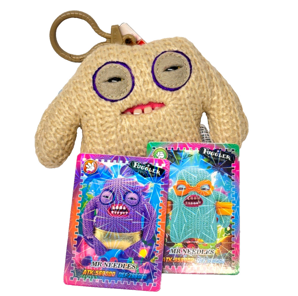 Fuggler Mr NEEDLES Plush Clip-On Keyring +2 Free Trading Cards New with Tags