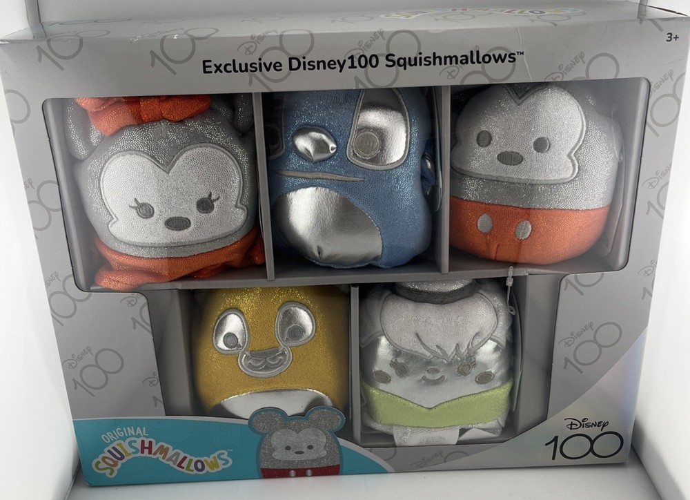 Disney 100 Squishmallows 5-Pack Box Set – Mickey, Minnie, Stitch, Simba, Tinker