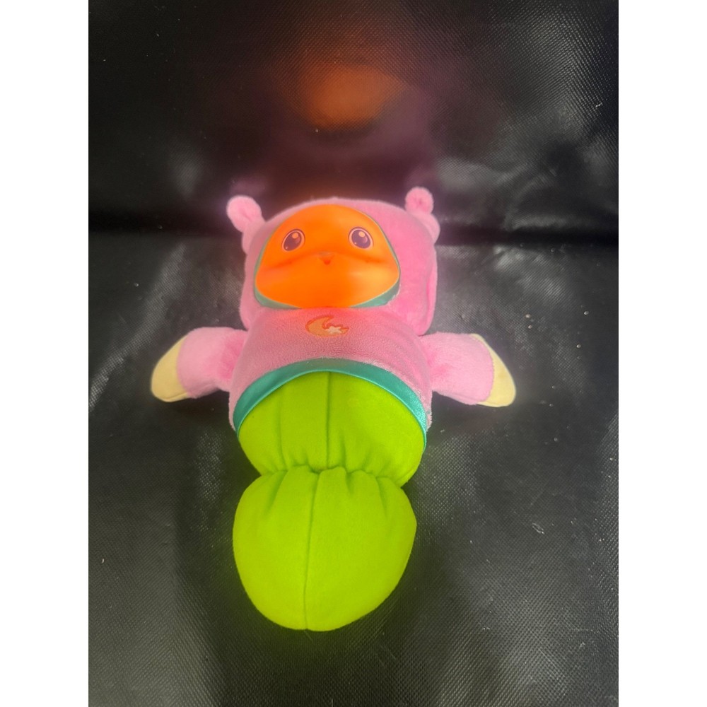 Vintage Playskool Glo Worm Plush Pink Green Moon Star Glowing Bedtime Toy 80s