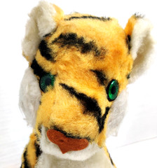 Rushton Company Sitting TIGER Plush Animal Green Eyes Atlanta Ga. VTG 50s-60s