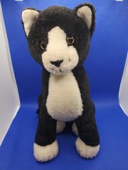 Playtive Junior Black & White Sitting Cat Soft Plush Toy 9” Shorthair Preloved