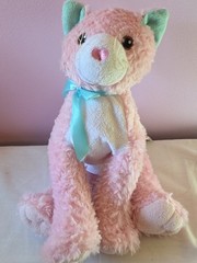 Silver One HTF Plush Kitty Cat Pink White Blue Heart Animal Super Snuggly Soft