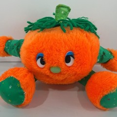 Vintage Fun World Orange Pumpkin Plush Stuffed Animal Halloween Hang Sit Soft