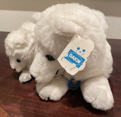 Vintage Dakin NaturBabies Mama & Baby Samoyed Plush Set w/ Tags White Dog