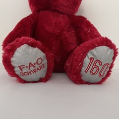 NWT- FAO Schwarz 160 Years of Toys Glitter Bear 12″ Red/Silver Plush