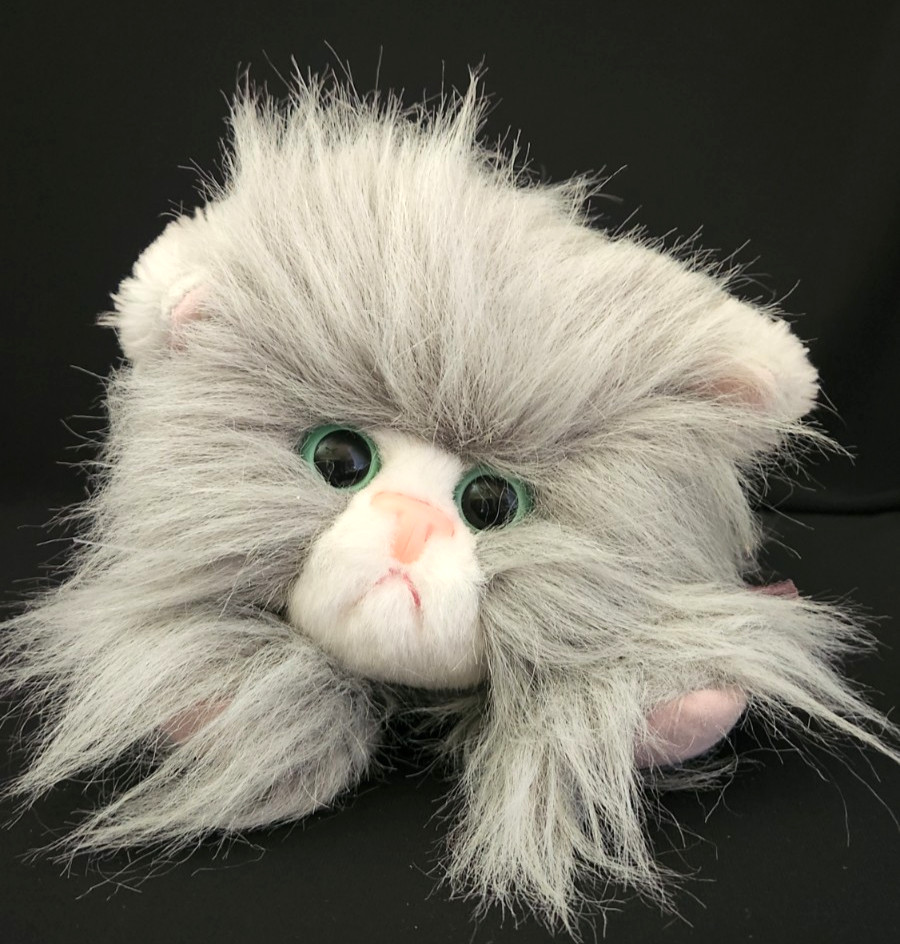 Vintage Plush 1992 Tyco Kitty Kitty Kittens Purring Persian Gray – White Face
