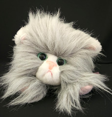 Vintage Plush 1992 Tyco Kitty Kitty Kittens Purring Persian Gray – White Face