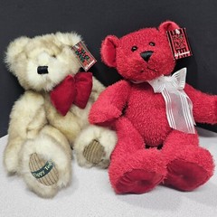 2 Dan Dee Teddy Bears Stuffed Animal Toys Soft Expressions Red Beige Plush Lot