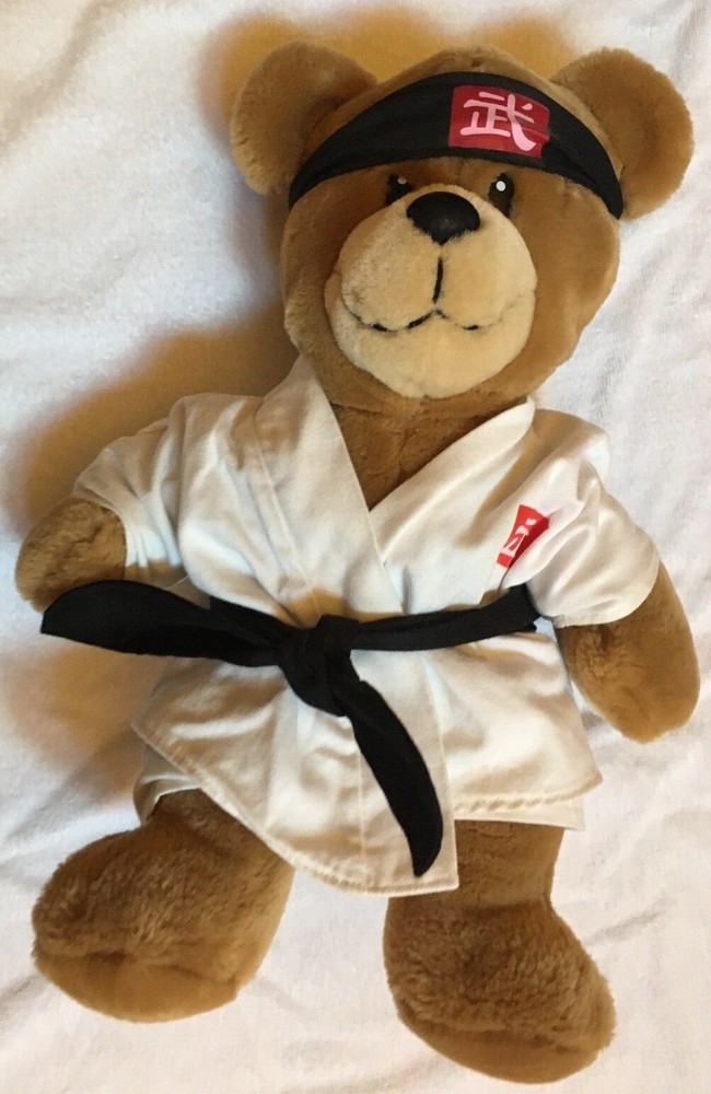 Karate Plush Caramel Tan Bear Stuffed Animal 16” with Cute White Karate Outfit