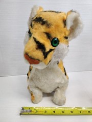 Rushton Company Sitting TIGER Plush Animal Green Eyes Atlanta Ga. VTG 50s-60s