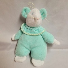 RARE VTG Eden Clown Mouse Rat Plush 7″ Baby Stuffed Toy Terrycloth Pastel Green