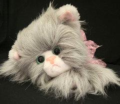 Vintage Plush 1992 Tyco Kitty Kitty Kittens Purring Persian Gray – White Face