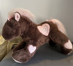 T.A.G. Pony Horse Plush Pink Heart Embroidered Peace Love Ponies 12″ Stuffed Toy