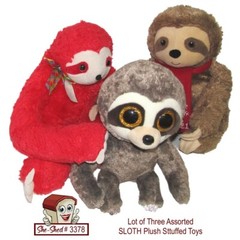 Sloth Plush Stuffed Animal Lot 3 TY Danglers Assorted Plush Sloths 10 14 18 Inch