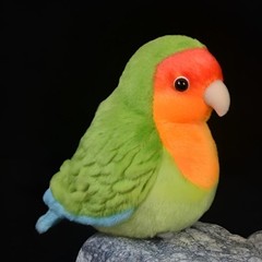 Lovebird Plush 5.5” Stuffed Animal, Realistic Green Peach-faced Parrot Toy