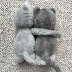 Vintage Dakin Kuddle Kittens Cats Hugging Grey Blue Eyes 80s 7.5” Plush Stuffed