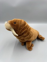 Brown Walrus W/ Tusks Plush 12” Long Realistic Stuffed Animal No Tag