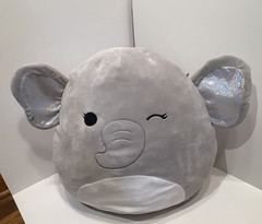 Squishmallows Large Gray/White Winking Elephant Plush, Washable Reversible