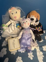 Vintage 1998 Party Pals Wedding Plush Lot Bride Cat Groom Dog Flower Girl NWT