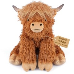 24 & 4.5 lbs Highland Cow Weighted Stuffed Animal, Adjustable Sitting & Laying P