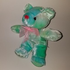 King Plush Green Blue Teddy Bear Lovey Stuffed Animal Toy 6″ Pink Bow Red Nose