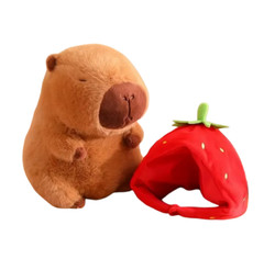 (Set of 2) Strawberry Capybara LARGE +Small Plush Stuffed Animal Pillow Toy Doll