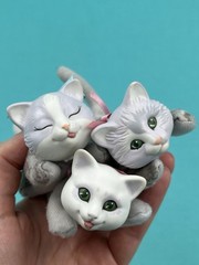 Vintage Hasbro Kitty Surprise Plush Cat Mom & 3 Baby Kittens 1992 Gray White 90s