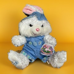 Vtg Dan Dee Bunny Rabbit 20″ Plush Stuffed Animal Baseball Hat Easter Dandee