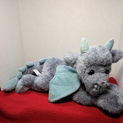 FAO Schwarz Plush Dragon Enchanted Adopt a Pet Blue Floppy Spikes Wings 20″