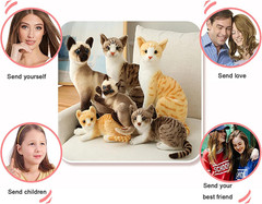 Siamese Cat Stuffed Animal, Shorthair Cat Realistic Plush Cat Stuffed Toys, Gift