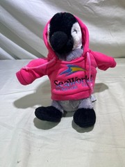 Soft Penguin Plush SeaWorld The Petting Zoo Gray Black White Bird 8 Inch
