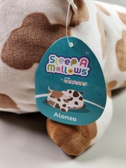 Alonzo Squishmallows Sleepamallows Brown White Highland Cow 18″ Jazwares NWT