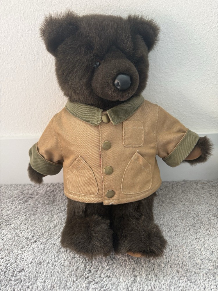 LL Bean Teddy Bear Wearing Barn Field Jacket Plush Stuffed Animal 16Brown S1