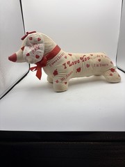 Vintage Valentine Dachshund Wiener Dog Plush Pillow Cupid Hearts I Love You 15”