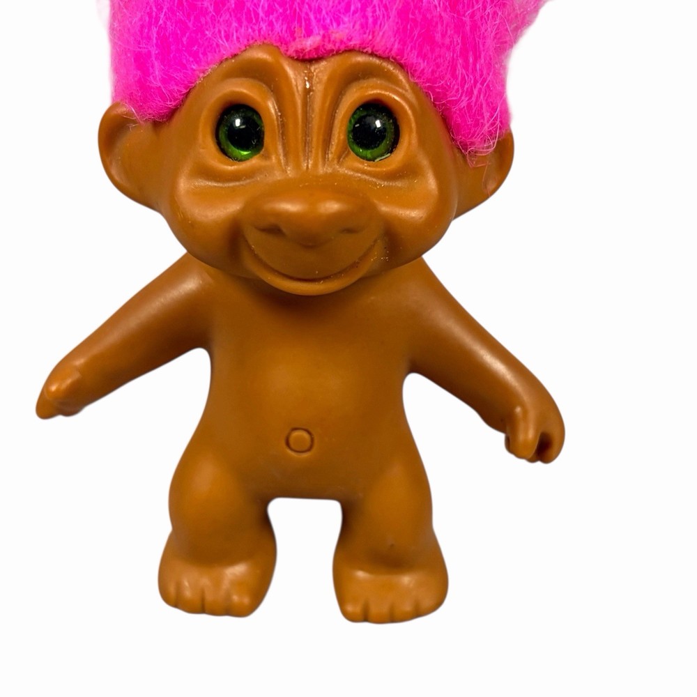 VTG Russ Troll Doll 3” Bright Pink Hair Brown Eyes Retro 90’s Nostalgic Toy