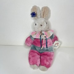 RARE Vintage Applause MARZIPAN Rabbit Plush Pink Gray Striped Bunny 14″