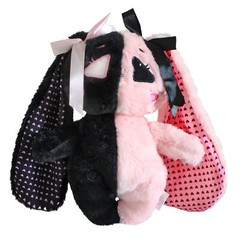 E-Girl Bunny Plush, Anime Goth Rabbit Stuffed Animal for Teens, Pink/Black