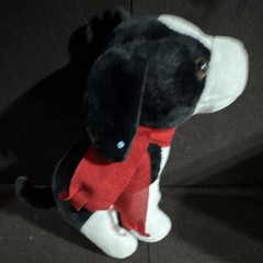 Black White Dog Plush Stuffed Animal Red Scarf Small 6-14in F9-BEDOG
