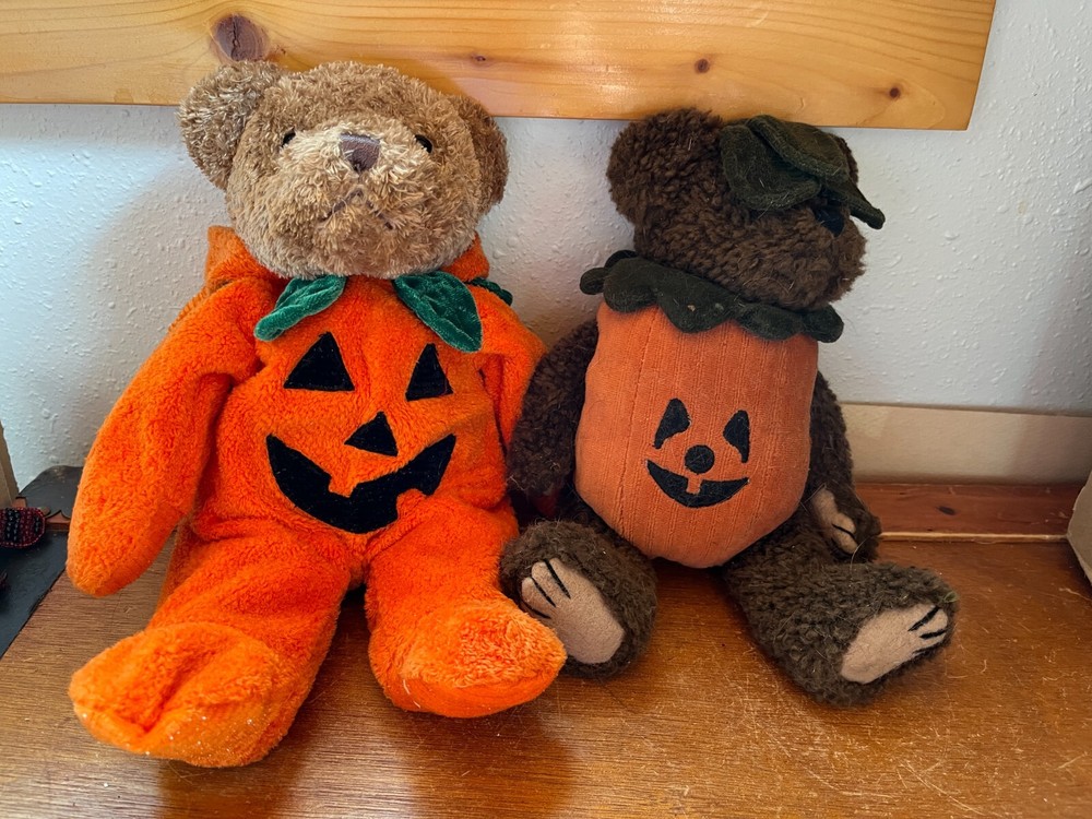 Lot of Boyds Dark Brown w Orange Pumpkin Costume & Light Brown in Jack O Lantern