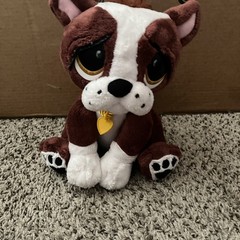 Rescue Pets Interactive Boxer Brown White Puppy Dog 10″ Sitting Plush Yellow Tag
