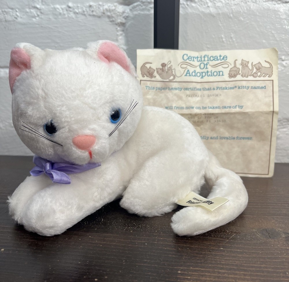 80s Russ Berrie & Co Inc. Official Friskies Kitty White Cat Plush Made In Korea
