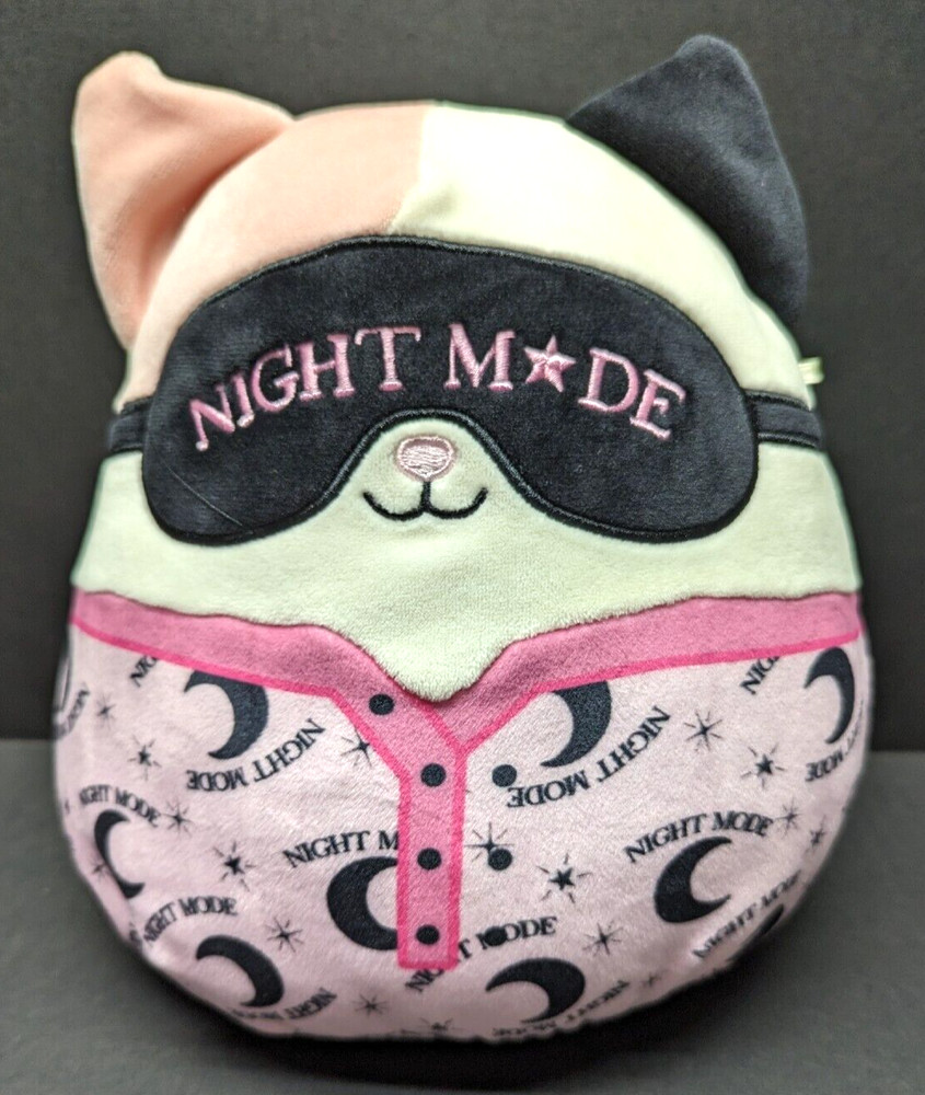Squishmallows Katsla the Cat 9” PJs Pajamas Pink Cream Black Plush Night Mode