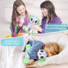 Coloring Plush Toy with 12 Washable Markers for Little Girls Doodle Dolls Arts a