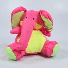 Our Own Import Elephant Nylon Neon Highlighter Pink Yellow Green Plush