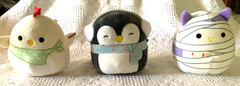 S232-Kelly Toys-Rooster Chick,TODD-Halloween Mummy Owl, HOLLY-Xmas Penguin, LUNA