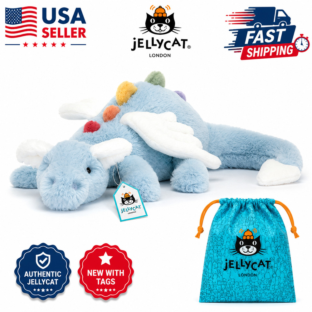 Jellycat + Sky Dragon Large 50cm Authentic New With Tags + Plush Dust Bag Gift
